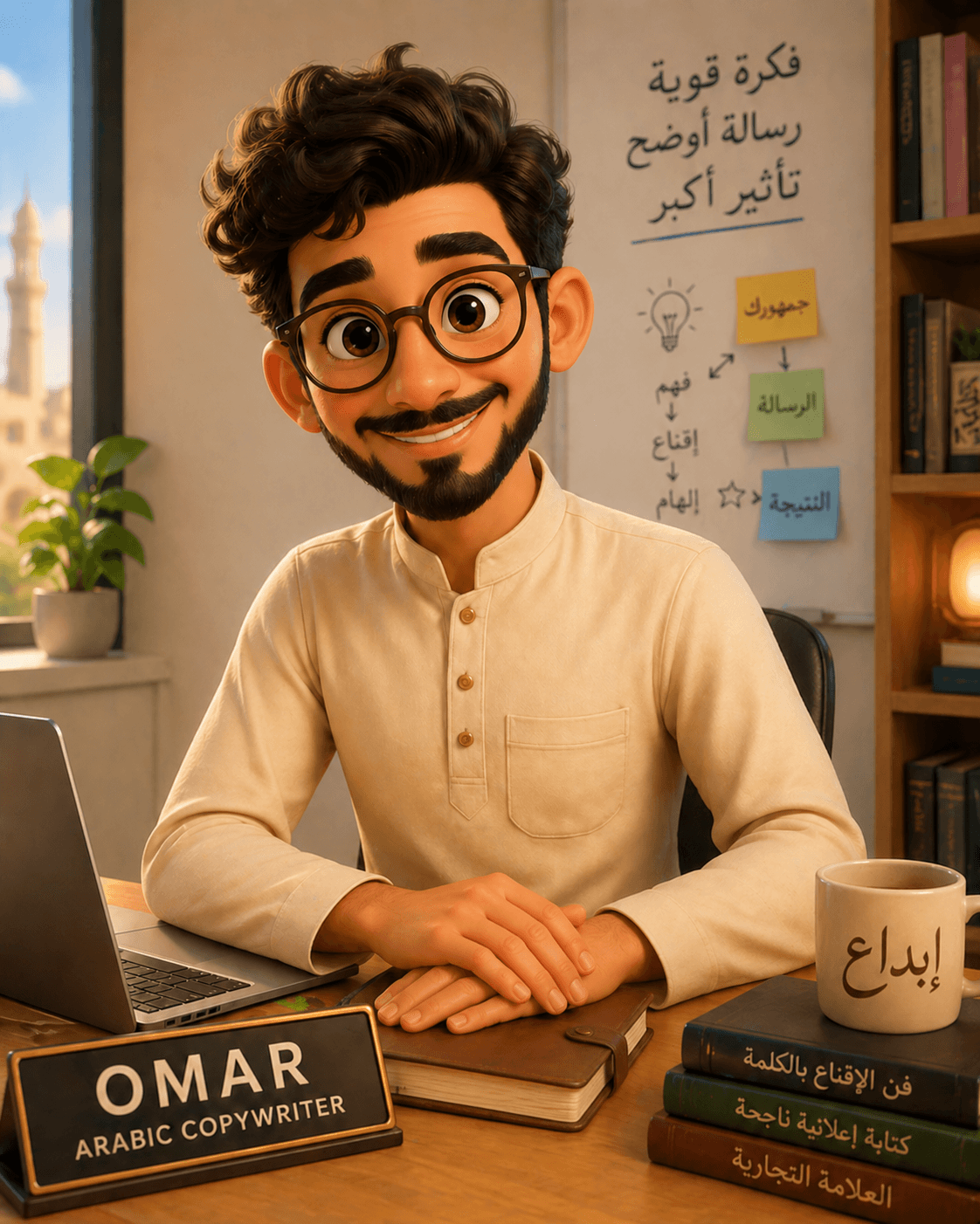 Omar at work - Arabic Copywriter